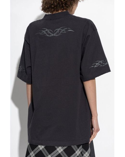 Balenciaga Black Medium Fit Printed Logo T-Shirt