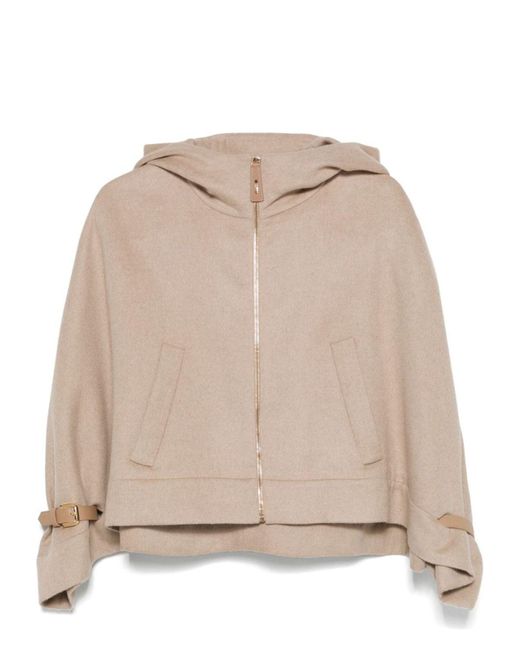 Max Mara Natural Wool Hooded Cape