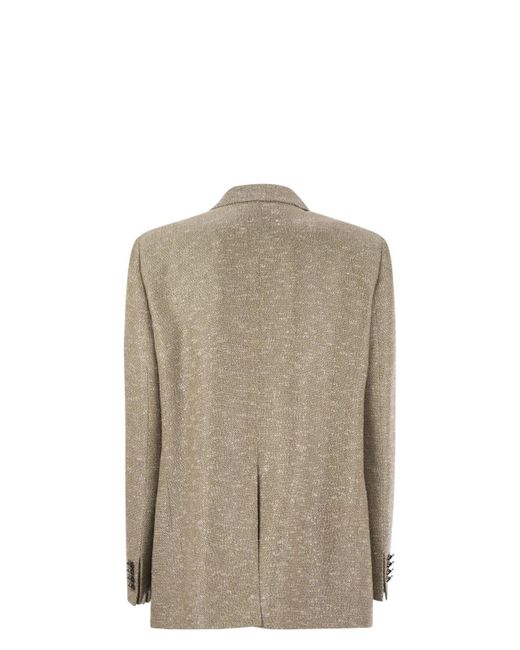 Tagliatore Natural Two-Button Jacket With Micro Sequins