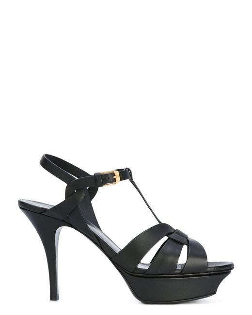 Saint Laurent Black Tribute Leather Sandals