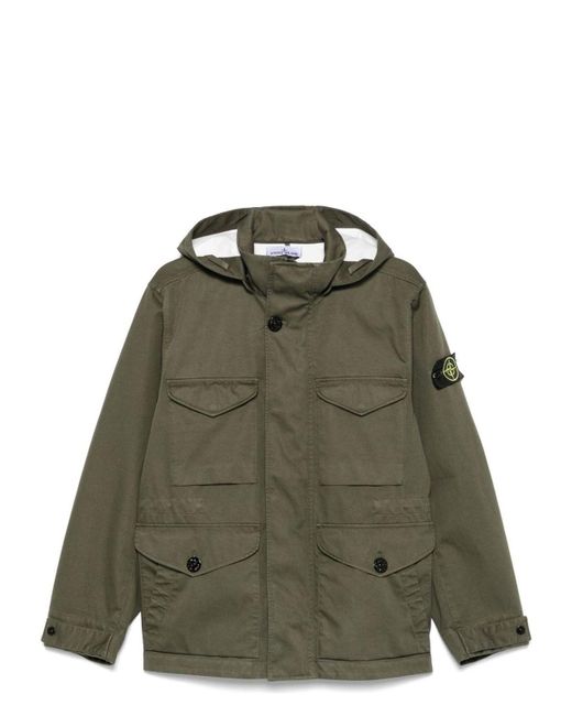 Stone Island Green Logo Cotton Field Jacket for men