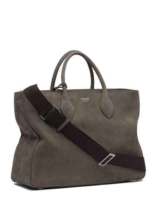 Ferragamo Brown Leather Tote Bag for men