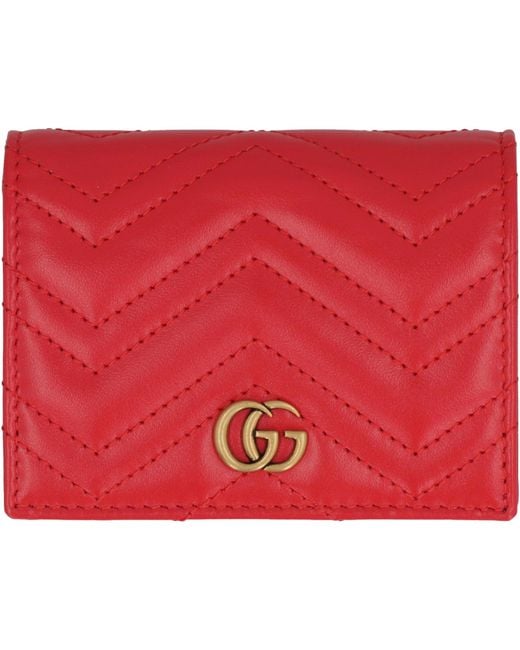 Gucci Red Quilted Leather Cardholder Wallet