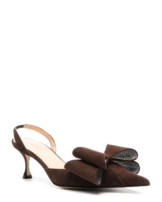 Mach & Mach Brown Le Cadeau Kitten Heel Slingback Pumps