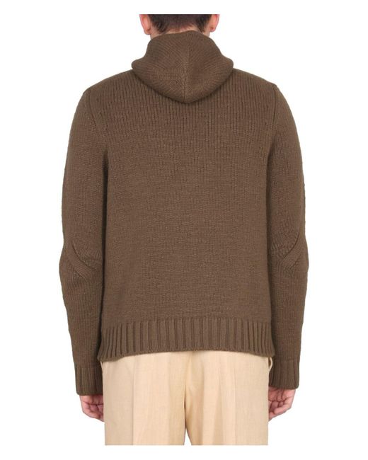Bottega Veneta Brown Textured Jersey With Hood for men