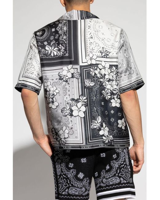 Amiri Black Bowling Shirt With Bandana for men