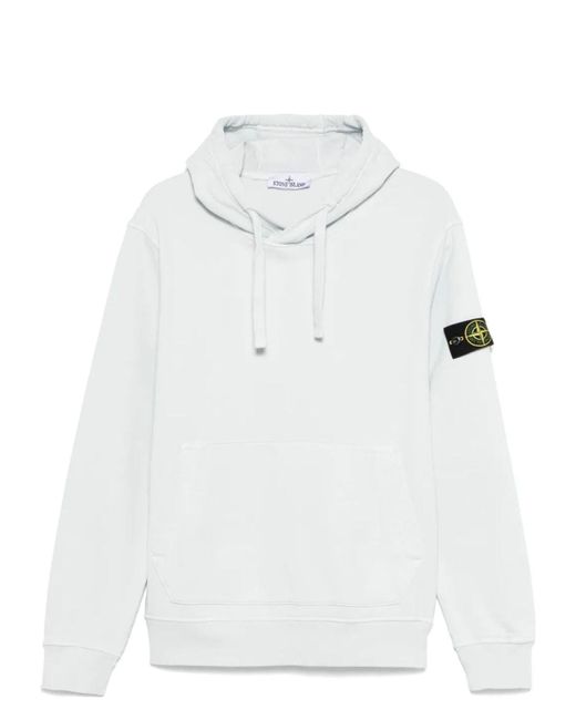 Stone Island White Compass Badge Hoodie for men