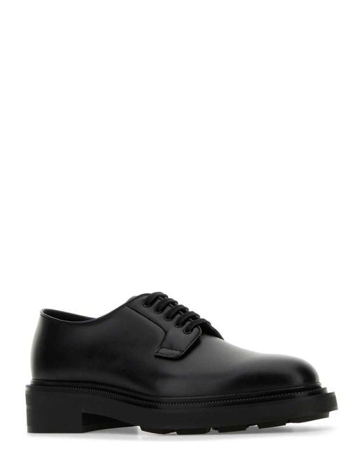 Prada Black Leather Lace-Up Shoes