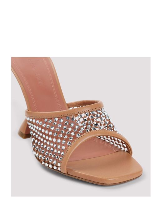 サンダル・ミュール AMINA MUADDI Amina Muaddi Lupita Crystal Net 95 Sandals AMINA MUADDI Lupita Crystal Net 95 Sandals in Brown | Lyst