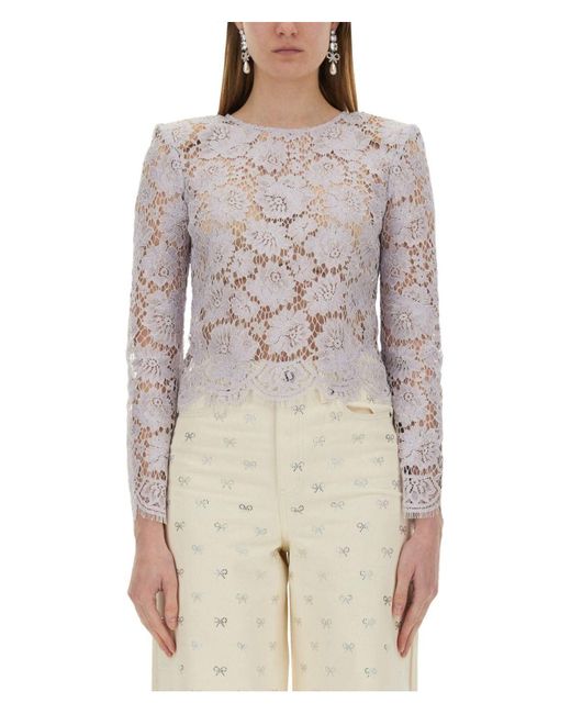 Self-Portrait Purple Lace Blouse Top