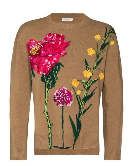 Valentino Pink Uv0Kc12C6U7 Flower Pullover Sweater for men