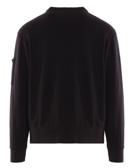 C P Company Black Logo Cotton Crewneck Sweatshirt for men