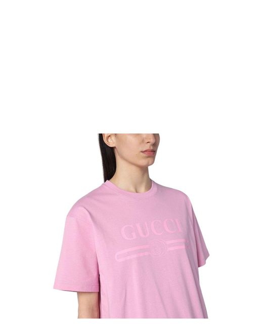 Gucci Pink Logo Cotton T-Shirt