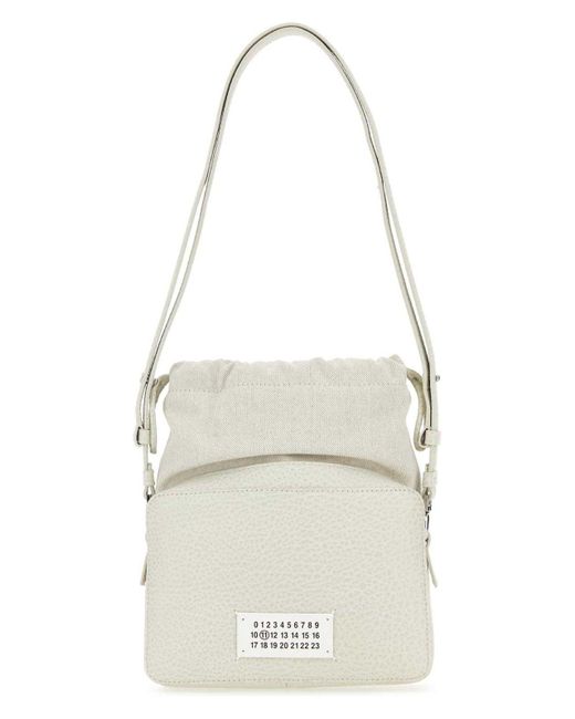 ショルダーバッグ・ポシェット MAISON MARGIELA Chalk Leather And Fabric 5Ac Bucket Bag Maison Margiela Chalk Leather And Fabric 5Ac Bucket Bag in