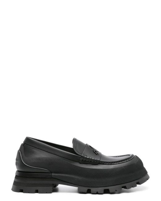 Alexander McQueen Black Matte Leather Slip-Ons for men