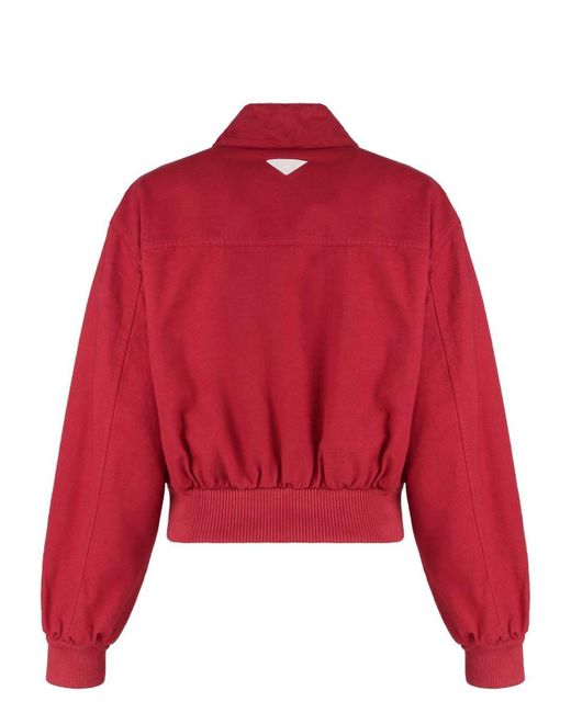 Prada Red Cotton Bomber Jacket
