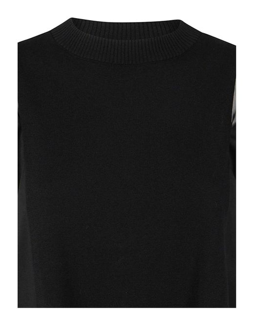 Sacai Black Popeline X Knit Pullover Sweater