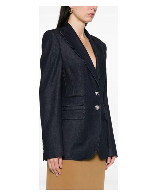 Dolce & Gabbana Blue Single Breasted Denim And Silk Turlington Jacket