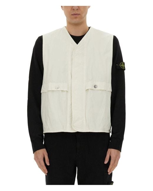 Stone Island Gray Wappen Patch Cotton Blend Vest for men