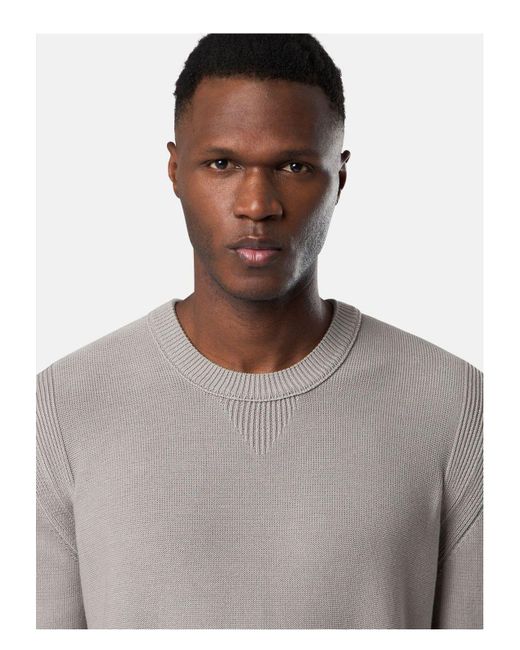 Stone Island Gray Light Sleeve Logo Patch Sweater for men