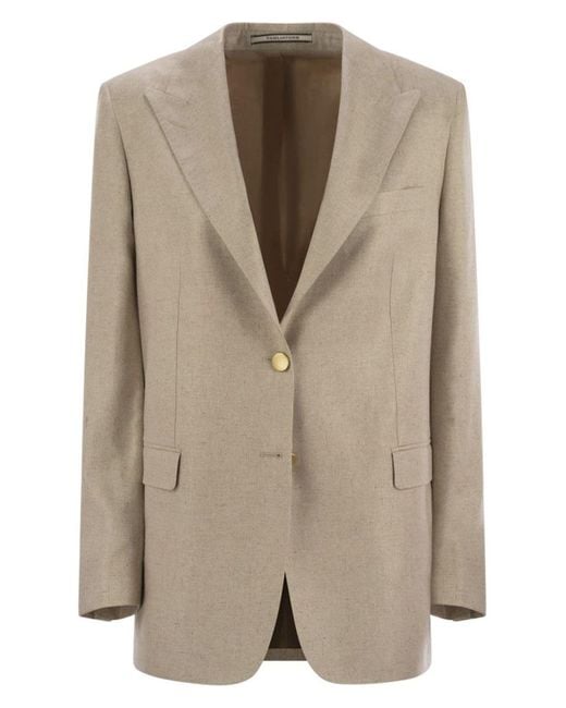 Tagliatore Natural Two-Button Silk Jacket