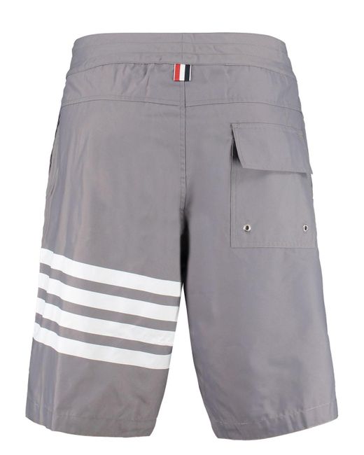 Thom Browne Gray Stretchy Polyamide-Elastane Shorts for men