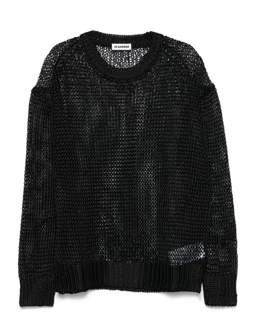 Jil Sander Black Open Knit Sweater