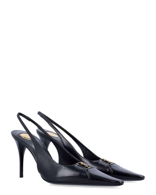 Saint Laurent Blue Babylone Breteuil Slingback Pumps