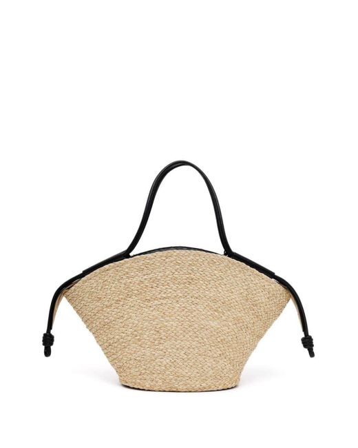 Loewe Natural Large Paseo Raffia And Leather Tote