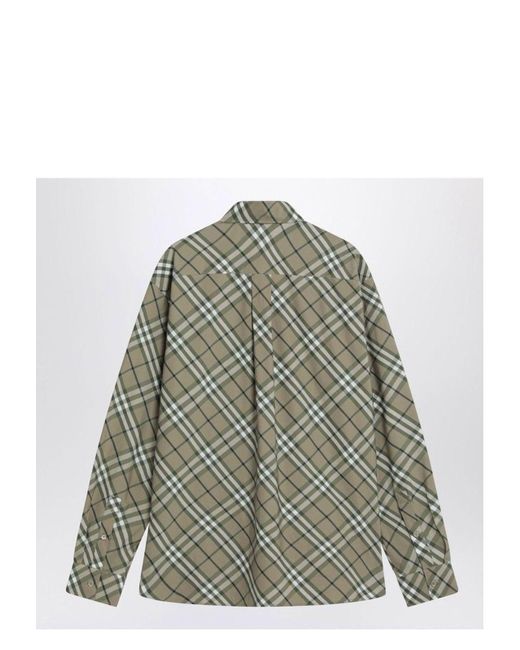 Burberry Green Saxon Check-Patterned Shirt for men