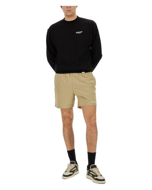 Represent Natural Bermuda With Logo Shorts for men