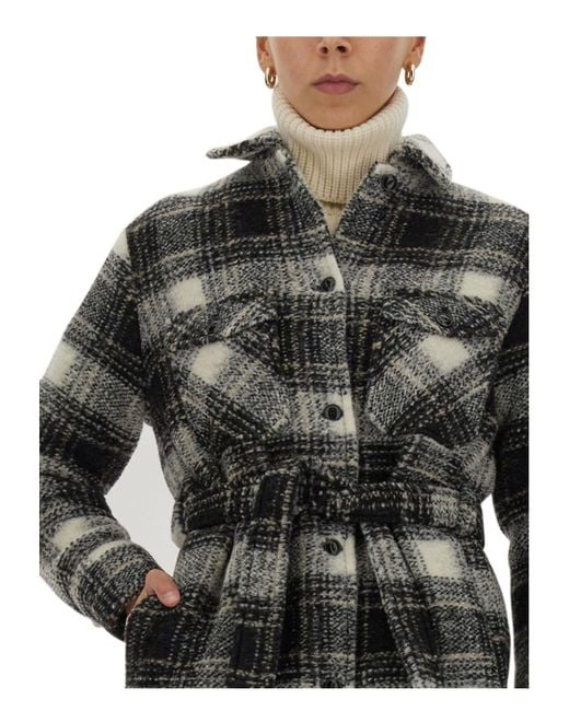 Woolrich Black Check Print Coat