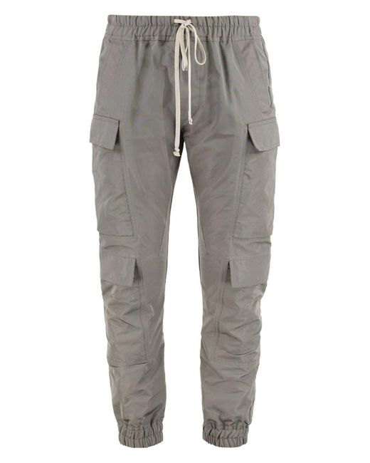Rick Owens Gray Nylon Cargo Pants for men
