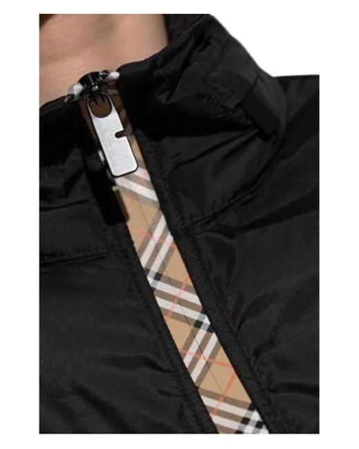 Burberry Black Vintage Check Trim Parka Coat