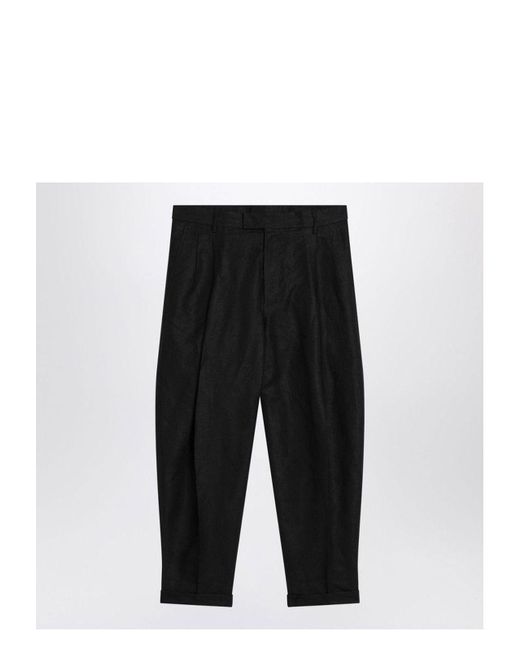 Dolce & Gabbana Black Linen-Blend Trousers for men