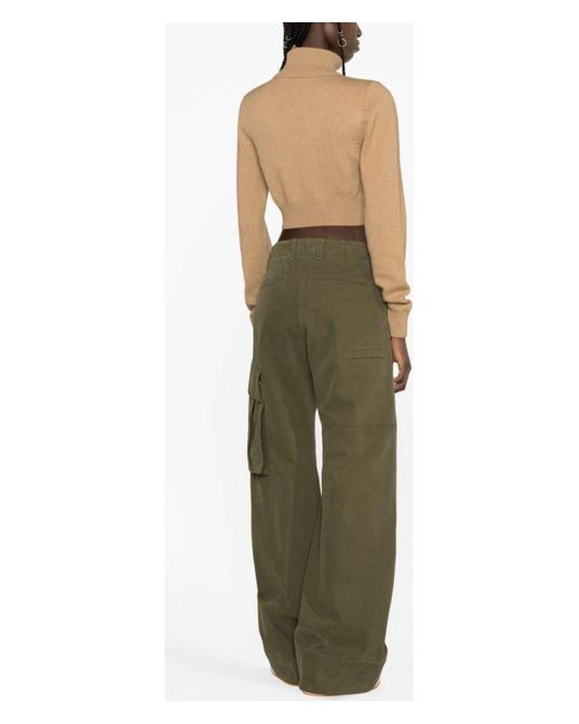 Palm Angels Natural Cropped High Neck Sweater