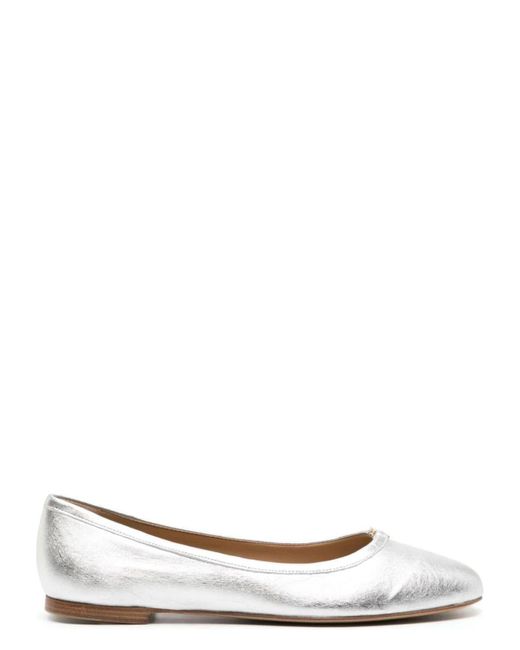 Chloé White Marcie Metallic Leather Ballerina Flats