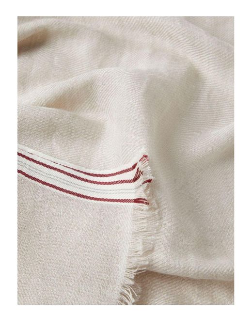 Brunello Cucinelli Natural Silked And Linen Fringed Scarf for men