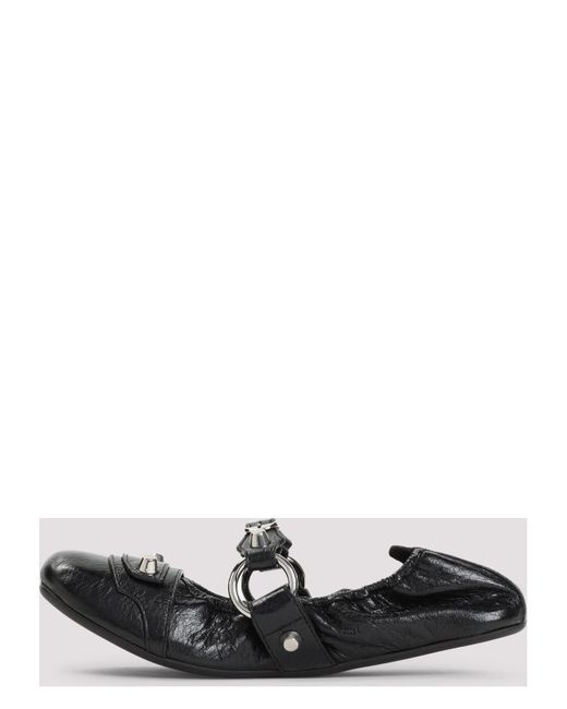 Balenciaga Black City Leather Ballet Flats