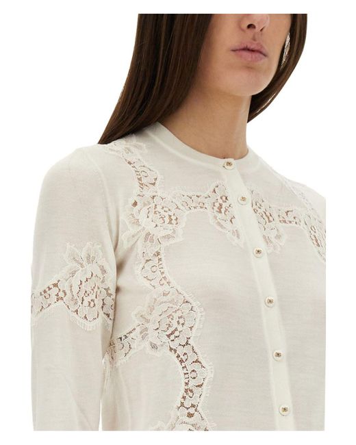 Dolce & Gabbana White Cashmere And Silk Cardigan