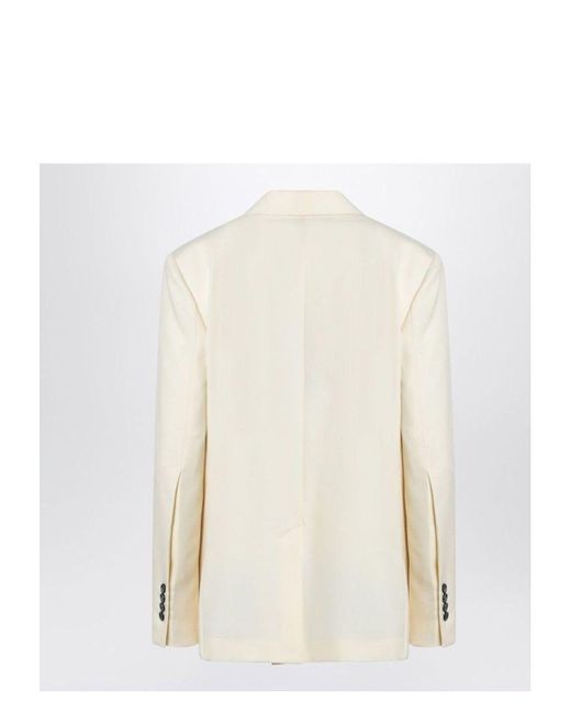 AMI White Butter-Coloured Wool Jacket
