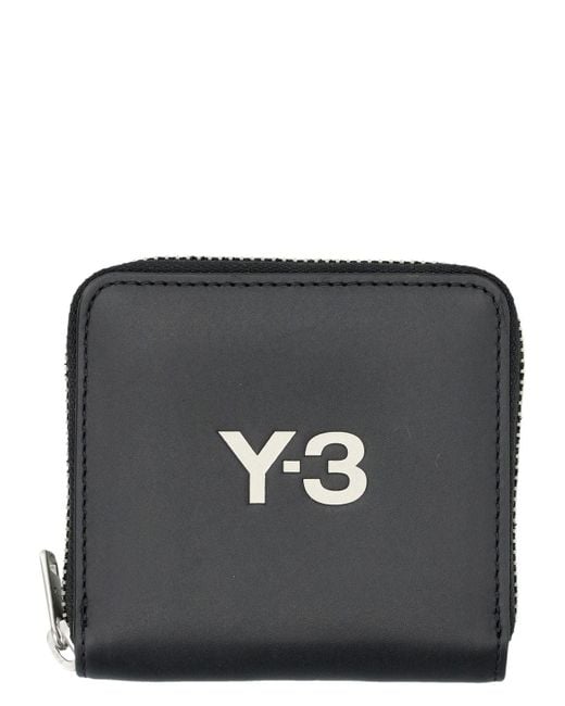 Y-3 Black Zip-Around Leather Wallet for men