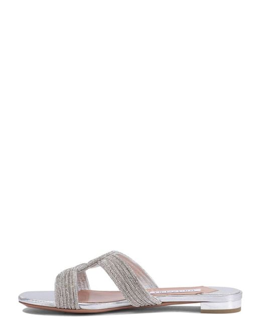 Aquazzura Metallic Gatsby Flat Sandals