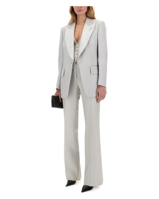 Tom Ford Gray Wide Leg Tuxedo Tailored Pants