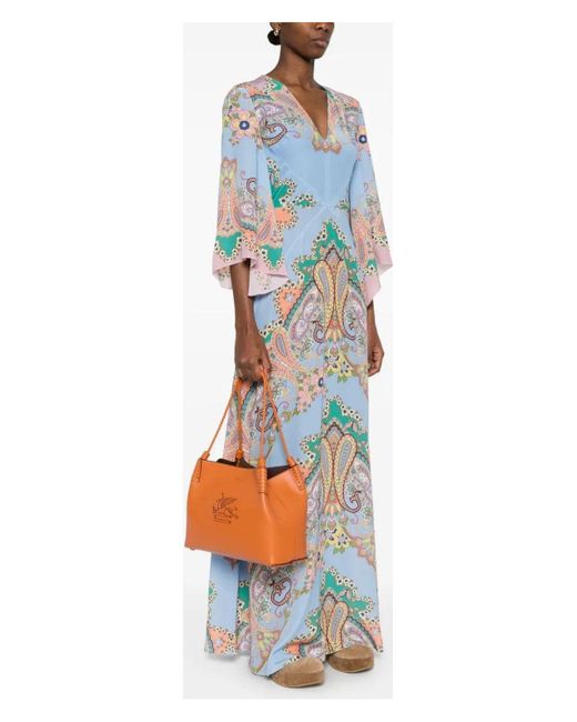 Etro Orange Small Libra Tote Bag
