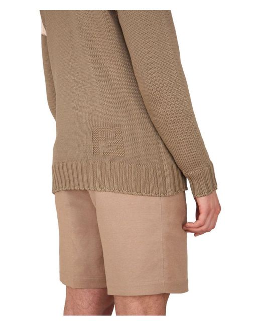 Fendi Natural Cotton And Cashmere Sweater for men