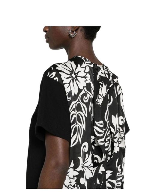 【sacai】Floral Print Cotton Jersey T-Shirt Sacai Floral Print Cotton Jersey T-Shirts in Black | Lyst