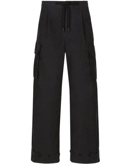 Dolce & Gabbana Black Logo Plaque Cargos Pant for men