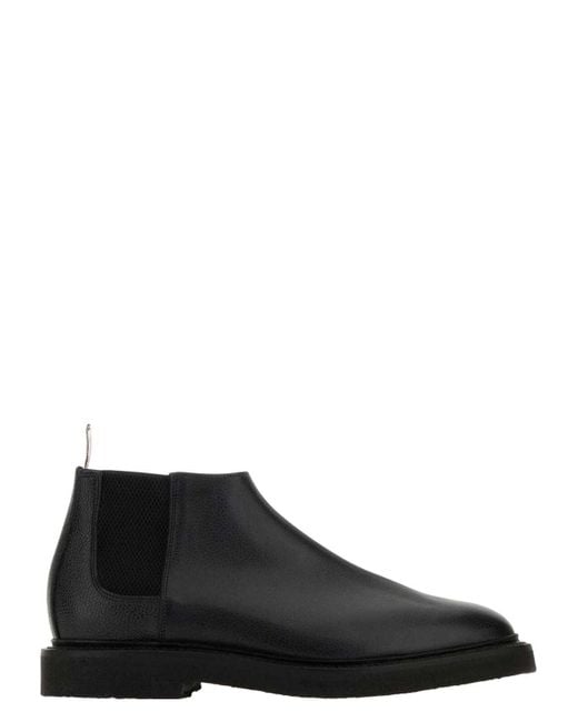 Thom Browne Black Leather Ankle Boots for men