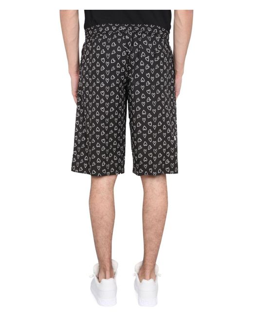 Dolce & Gabbana Black Heart Print Bermuda Shorts for men